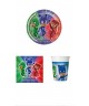 COORDINATO PJMASKS PIATTI,BICCHIERI, TOVAGLIOLI E TOVAGLIA