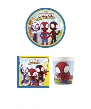 COORDINATO SPIDEY PIATTI,BICCHIERI, TOVAGLIOLI E TOVAGLIA