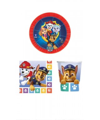 COORDINATO PAW  PATROL PIATTI,BICCHIERI, TOVAGLIOLI E TOVAGLIA