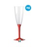 6 FLUTE CRYSTAL CON BASE ROSSA