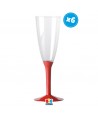 6 FLUTE CRYSTAL CON BASE ROSSA