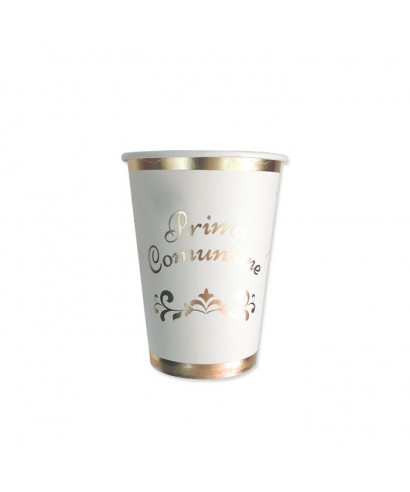 8 Bicchieri 200 cc Prima Comunione Gold Metal