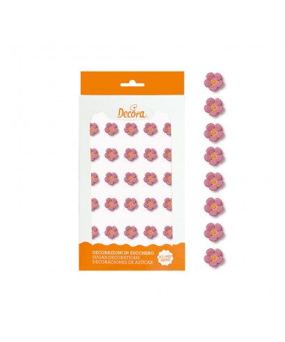 DECORAZIONI ZUCCHERO FIORELLINI PICCOLI ROSA 30 PZ